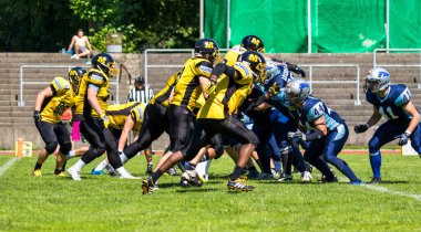 Münih, Almanya - 4 Temmuz 2020: Münih Almanya 'da Amerikan futbol maçı