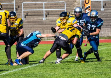 Münih, Almanya - 4 Temmuz 2020: Münih Almanya 'da Amerikan futbol maçı