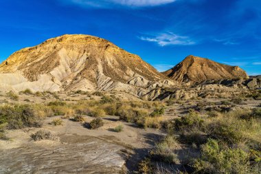 Tabernas Çölü, Desierto de Tabernas. Avrupa sadece çöl. Almerya, Endülüs bölgesi, İspanya. Vahşi doğa koruma alanı ve spagetti batı filmleri için mekan.