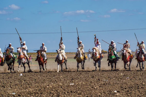 Rabat Morocco Oct 2019 Local Equestrians Participate Traditional Fantasia Event — Stock Photo, Image