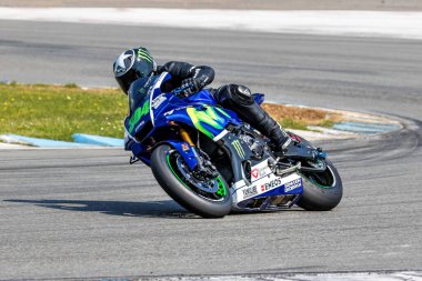 Hockenheim, Germany - June 27, 2019 : Motorcycle race training at Baden-Wurttemberg race Center or Hockenheimring, a motor racing course for people racing and visit at Hockenheim city clipart