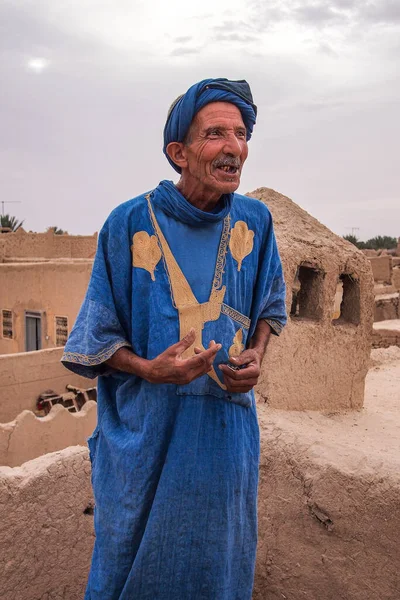 Erfoud Marruecos Octubre 2019 Viejo Bereber Que Vive Las Montañas — Foto de Stock