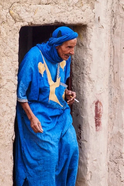 Erfoud Marruecos Octubre 2019 Viejo Bereber Que Vive Las Montañas — Foto de Stock