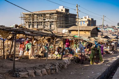Simien Dağları, Etiyopya - Şubat 08, 2020: Etiyopya 'daki Simien Dağları Ulusal Parkı' ndaki Etiyopya halkı. Afrika.