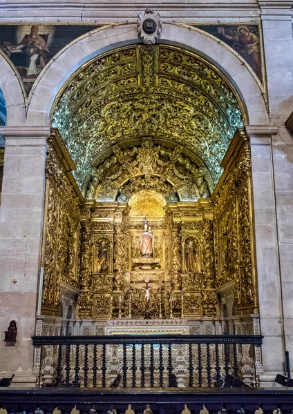 Vista Del Exquisito Interior Barroco Iglesia Jesuita Saint Roch Sao —  Fotos de Stock