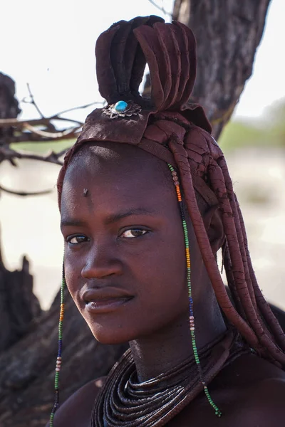 Opuwo Namibia Lug 2019 Donna Himba Non Identificata Con Tipica — Foto Stock