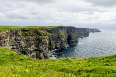 Dünyaca ünlü Moher Kayalıkları, İrlanda 'nın en popüler turizm merkezlerinden biri. County Clare 'deki Vahşi Atlantik Yolu' nda yaygın olarak bilinen turistik ilgi odağı.