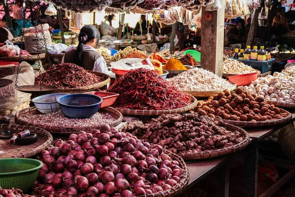 Mercado Alimentos Pyin Lwin Maymyo Estado Shan Myanmar Antigua Birmania — Foto de Stock