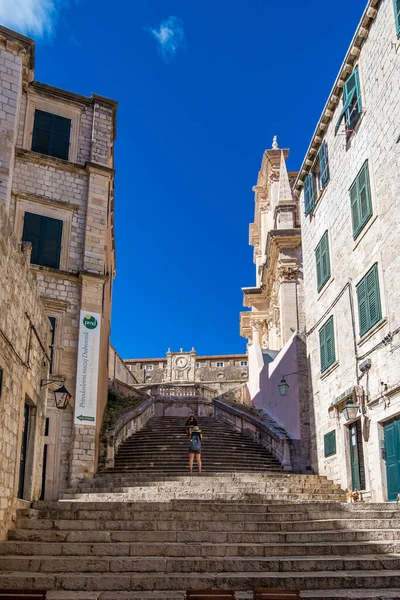 Dubrovnik Hırvatistan Haziran 2020 Cizvitlerin Merdiveni Gunduliç Meydanı Ndan Collegium — Stok fotoğraf