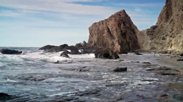 Rocky Coast Cabo Gata Nijar Park Альмерия Испания Самая Большая — стоковое видео