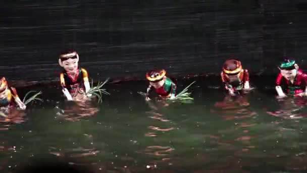 Traditionelles Vietnamesisches Wasserpuppentheater Hanoi Wasserpuppenspiel Hanoi Vietnam — Stockvideo