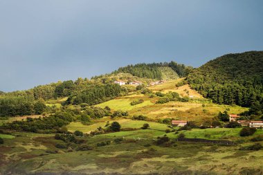 Bask bölgesindeki Spainsh arazisi. İspanya 'da Mundaka