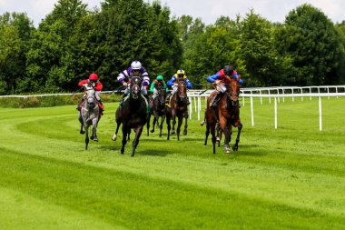 Münih, Almanya - 07 Ekim 2019: Münih-Riem, Almanya, Avrupa 'da at yarışı