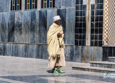 Aksum, Etiyopya - Şubat 09, 2020: Etiyopya Kilisesi, Etiyopya 'nın Axum kentindeki tüm Ortodoks Etiyopyalılar için en kutsal yer..
