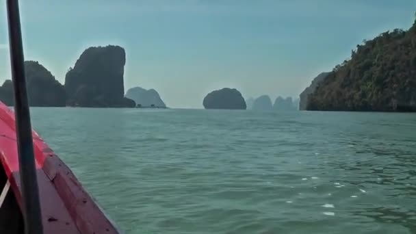 Boot Reis James Bond Eiland Khao Phing Kan Phang Nga — Stockvideo