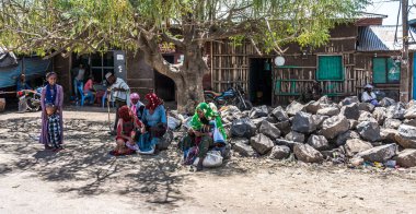 Lalibela, Etiyopya - 12 Şubat 2020: Etiyopya halkı Lalibela 'dan Gheralta' ya, Tigray Kuzey Etiyopya, Afrika 'da görüldü