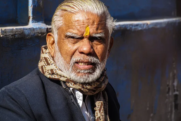 Джодхпур Індія Січень 2020 Літній Чоловік Традиційному Одязі Білому Волоссі — стокове фото