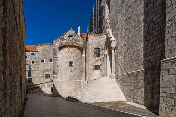 Esterno Dell Edificio Scale Iconiche Che Conducono Monastero Domenicano Dubrovnik — Foto Stock