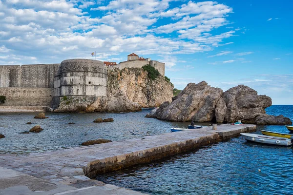 Fästningen Bokar Eller Zvjezdan Och Den Sydvästra Delen Dubrovnik Stadsmuren — Stockfoto