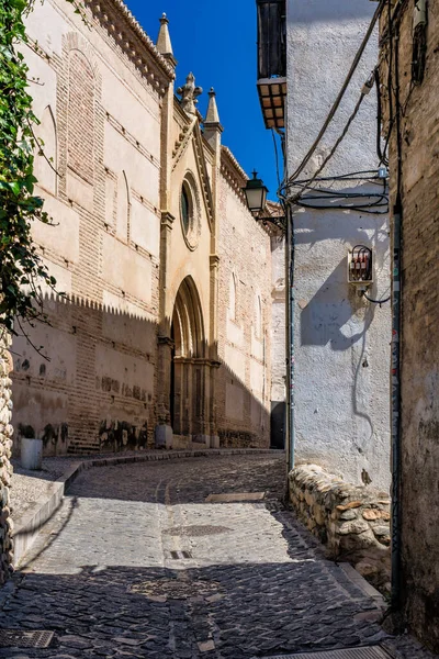 Granada Spanien Enge Straße Maurischen Viertel Albaicin Traditionelle Arabische Architektur — Stockfoto