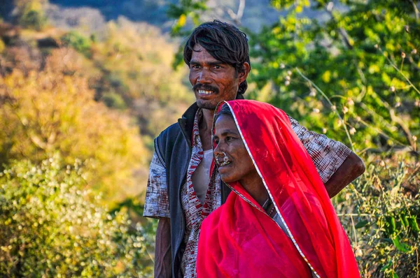 Ranakpur India Jan 2020 Retrato Una Pareja Agricultores Indios Ranakpur — Foto de Stock