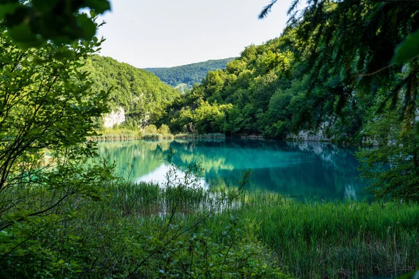 Όμορφο Τοπίο Στο Εθνικό Πάρκο Plitvice Lakes Στην Κροατία Ένα — Φωτογραφία Αρχείου
