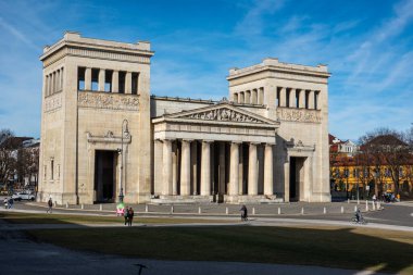 Münih, Almanya - 10 Ocak 2021: Konigsplatz - Kings Meydanı, eyalet başkenti Münih - Münih, Almanya