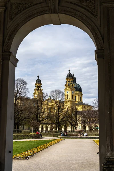 Мюнхен Германия Апреля 2021 Года Театинская Церковь Каетана Театинеркирхе Католическая — стоковое фото