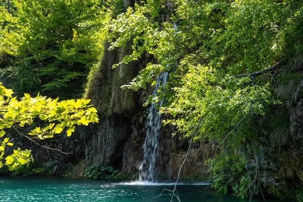 Величний Вигляд Водоспад Бірюзовою Водою Національному Парку Плітвіцькі Озера Хорватія — стокове фото