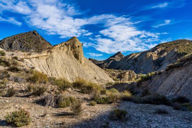 Tabernas Çölü, Desierto de Tabernas. Avrupa sadece çöl. Almerya, Endülüs bölgesi, İspanya. Vahşi doğa koruma alanı ve spagetti batı filmleri için mekan.