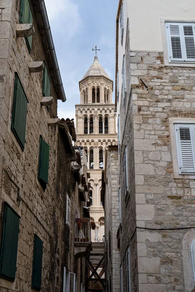 Diocleciano Palácio Ruínas Torre Sineira Catedral Split Dalmácia Croácia — Fotografia de Stock