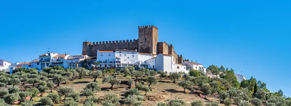 Landscape view to Segura De Leon Castle Hill, Extremadura in Spain