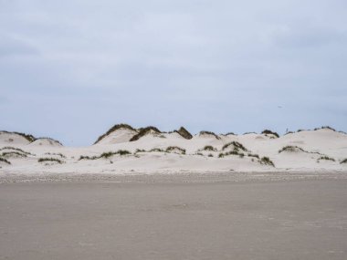 Kuzey Friesland, Almanya 'daki Amrum adasındaki Merdiven adlı kum tepeciği manzarası.