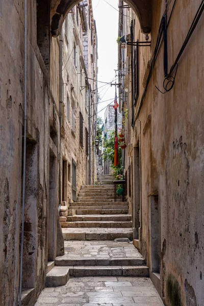 Στενή Οδός Στην Παλιά Πόλη Κόρκουλα Της Κροατίας Κόρκουλα Είναι — Φωτογραφία Αρχείου