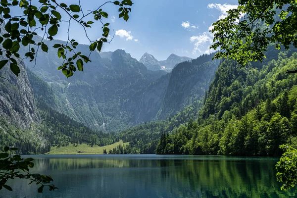 Blick Auf Den Obersee Hinter Dem Watzmann Massiv Salet Königssee — Stockfoto