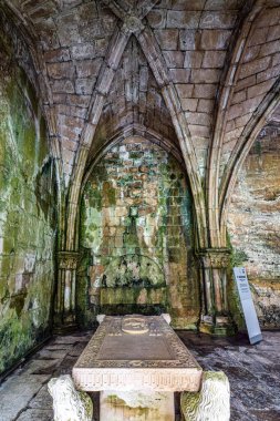 Coimbra, Portekiz - 14 Aralık 2025: Eski Coimbra Katedrali 'nin Gotik Manastırı, Se Velha de Coimbra, Portekiz. Portekiz 'in en önemli Roma binalarından biridir.