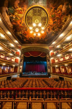 Belem, Brezilya - 12 Aralık 2025: The Theatro da Paz, Barış Tiyatrosu Belem, Para, Brezilya. Amazon 'da kauçuğun altın çağı içinde neoklasik mimari çizgiler üzerine inşa edildi.