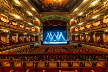Belem, Brezilya - 12 Aralık 2025: The Theatro da Paz, Barış Tiyatrosu Belem, Para, Brezilya. Amazon 'da kauçuğun altın çağı içinde neoklasik mimari çizgiler üzerine inşa edildi.