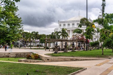 Sao Luis, Brezilya - 15 Ocak 2026: Benedito Leite Halk Kütüphanesi, Praca do Pantheon 'da, Sao Luis şehrinin tarihi merkezinde, Maranhao eyaletinin başkenti, kuzeydoğu Brezilya.