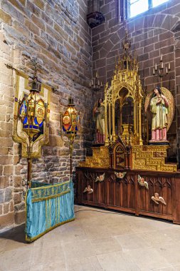 Pamplona, İspanya - 09 Ekim 2025: Katedral Saint Mary 'nin İçi, Katedral Metropolitana de Santa Maria Real Pamplona, Navarre, İspanya.