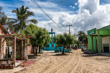 Brezilya 'da Ilha das Canarias' da küçük bir köy. Delta do Parnaiba ve Delta das Americas.