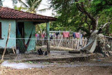 Brezilya 'da Ilha das Canarias' da küçük bir köy. Delta do Parnaiba ve Delta das Americas.