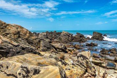 Brezilya 'nın Ceara Eyaleti' ndeki Jericoacoara 'dan Pedra Furada' ya kadar sahil ve plajlar boyunca yol..