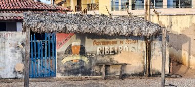 Canoa Quebrada, Brezilya - 04 Aralık 2025: Ceara Brazil 'deki Aracati' deki Canoa Quebrada Sahili 'nde paraglider pilot. Sahil şeridi. Sahil Seyahati. Tatil Manzarası. Sahil Uçurumu