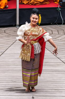 Münih, Almanya - 17 Mayıs 2025: Almanya 'nın Münih kentinde düzenlenen vesakh festivaline, tören cübbesi giymiş Budist cemaatlerinden keşişler ve gruplar katıldı