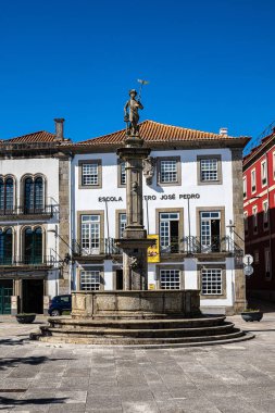 Tarihsel Vasco da Gama Meydanı ve Viana 'daki Tanrı Merkür Su Fıskiyesi do Castelo, Avrupa' daki Portekiz