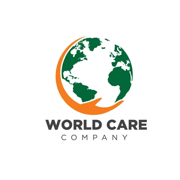 Χέρι Παγκόσμια Φροντίδα Λογότυπο Σχεδιασμό Για Ίδρυμα Και Την Εκπαίδευση Διανυσματικά Γραφικά