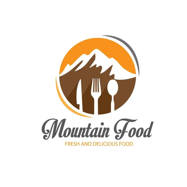 Βουνά Μαχαίρι Πιρούνι Και Κουτάλι Λογότυπο Εστιατόριο Εικονογράφηση Αρχείου
