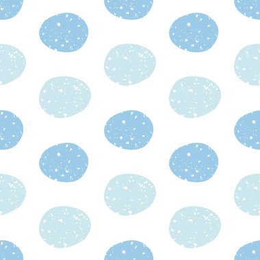 Vektör soyut grunge desenli çakılsız kalıp arka plan. Tek renkli mavi benekli taş oval daireler beyaz arka planda. Geometrik yuvarlak kaldırım taşları, sağlıklı olmak için her yere basılmış.
