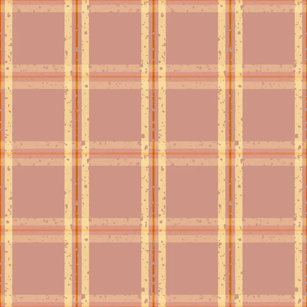 Vector plaid weave seamless pattern background. Blush pink yellow grunge flecked textured woven check backdrop. Modern geometric criss cross gingham shirting style all over print for spring, summer — Stock Vector